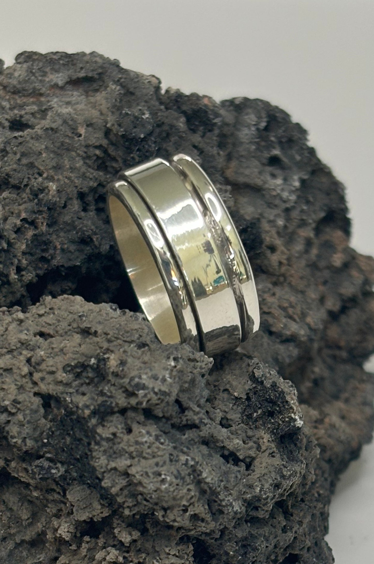 Anillo giratorio anti-ansiedad en plata 925
