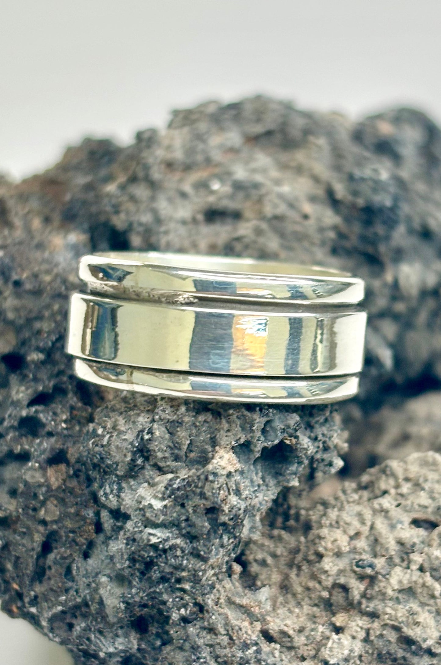 Anillo giratorio anti-ansiedad en plata 925