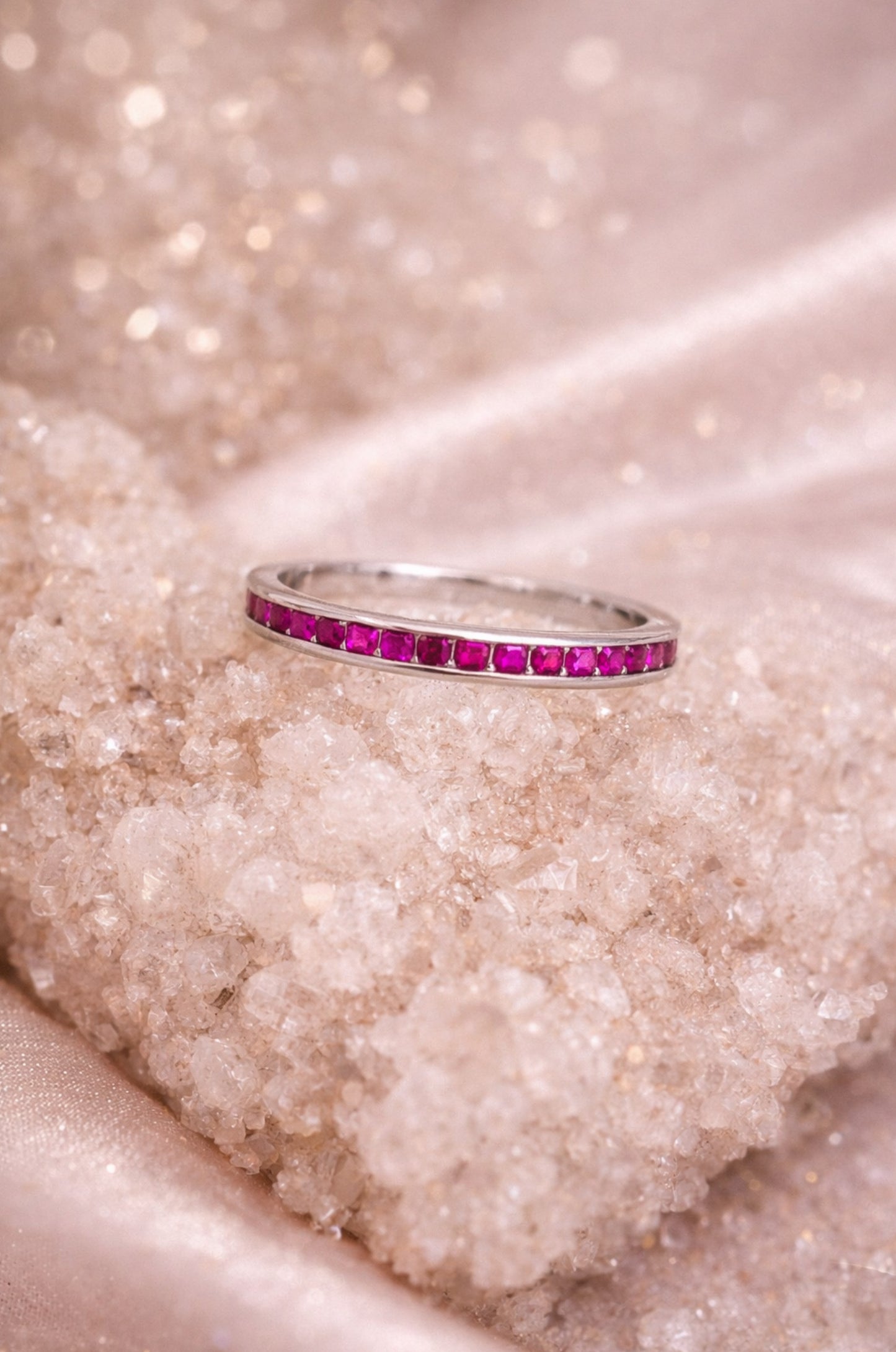 Anillo media churumbela rosa en plata 925