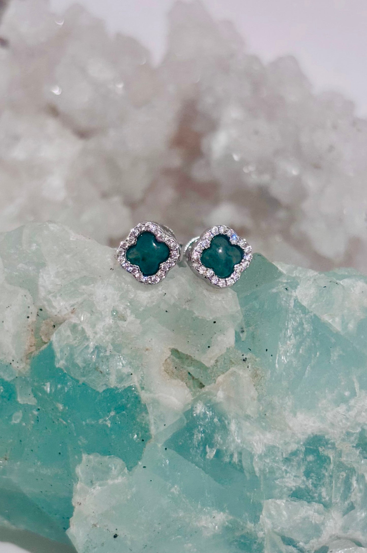 Aretes de trébol jade en plata 925