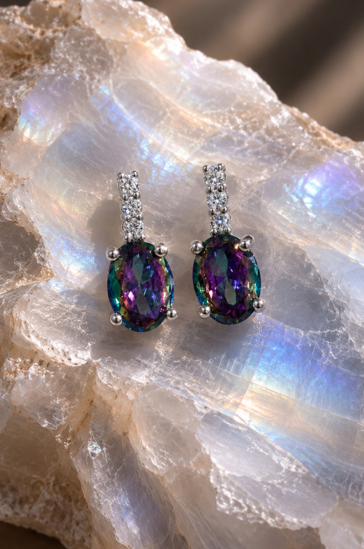Aretes oval místico en plata 925
