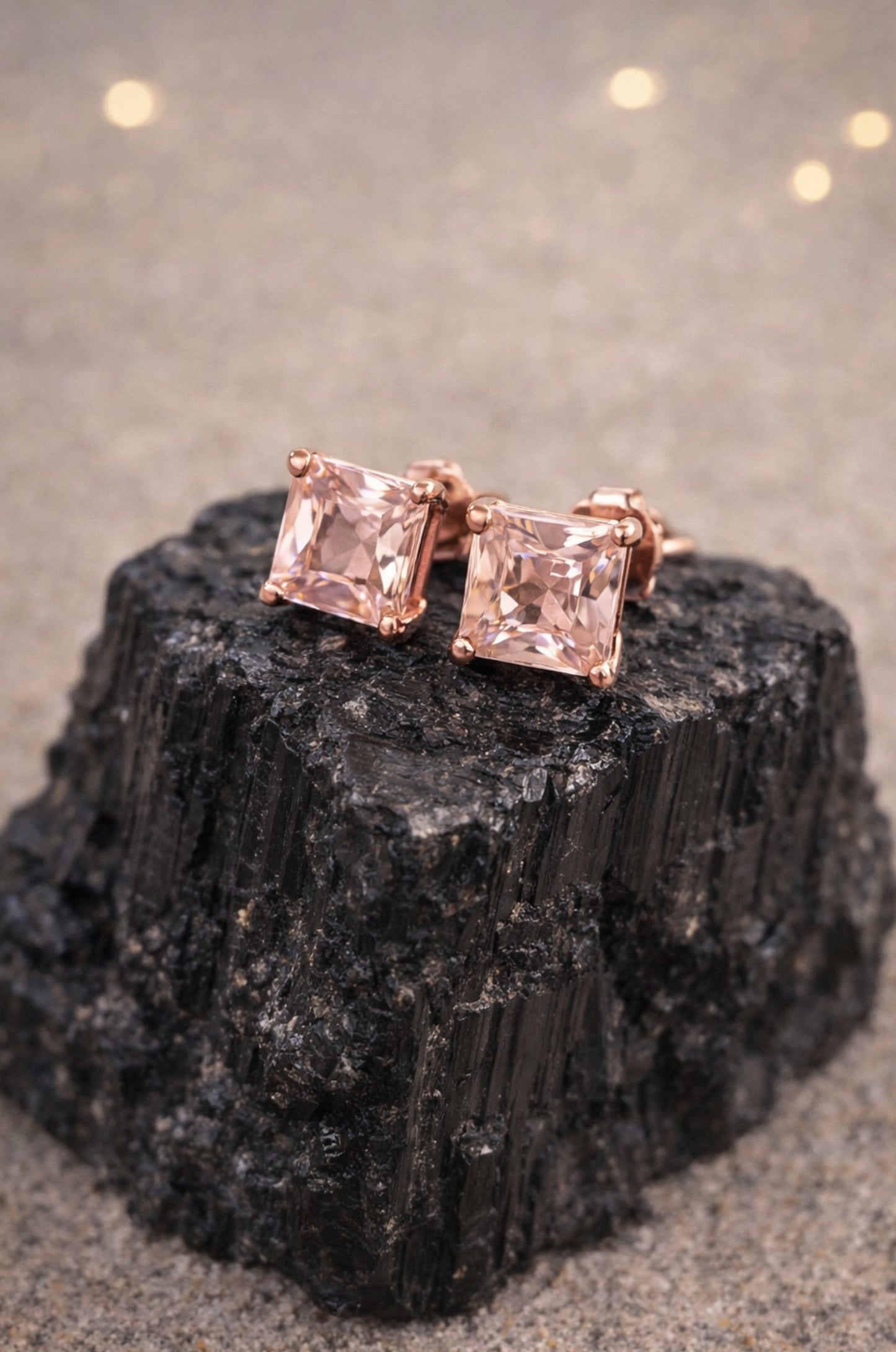 Aretes princesa en plata rosa 925