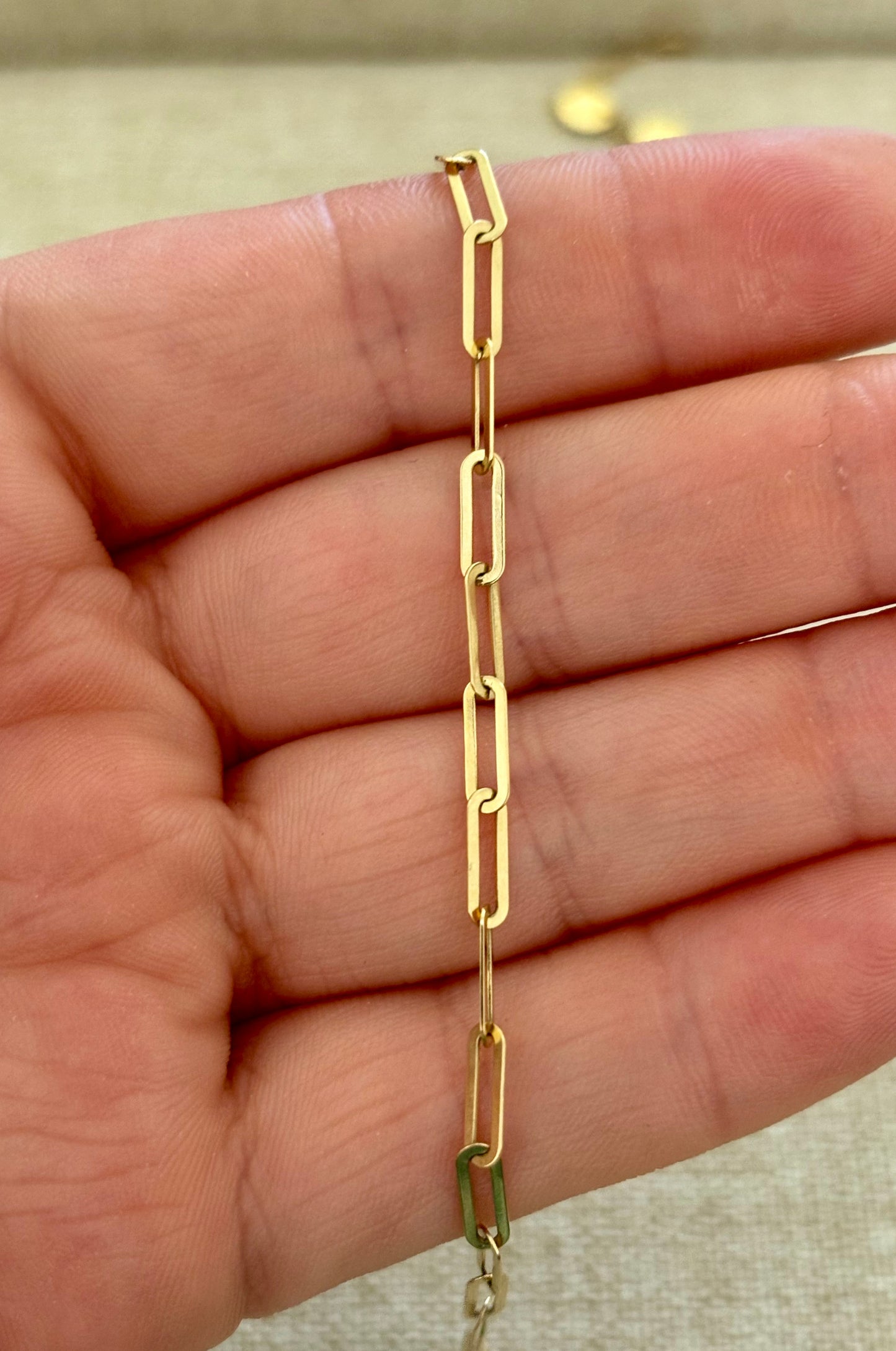 Pulsera clip en oro amarillo 14k y oro rosa 14k, 7.8” largo