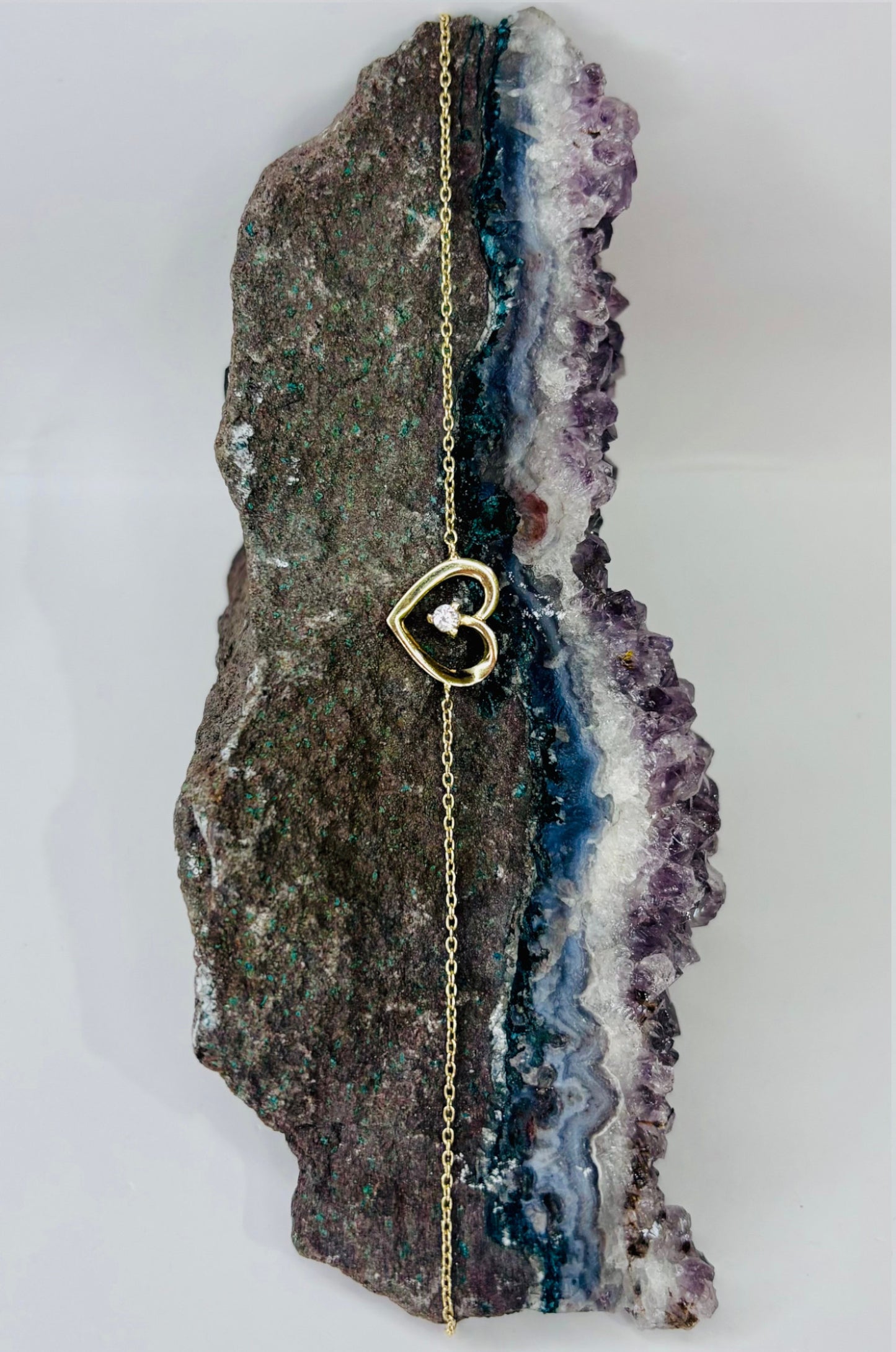 Pulsera corazón con zirconita en oro amarillo 14K