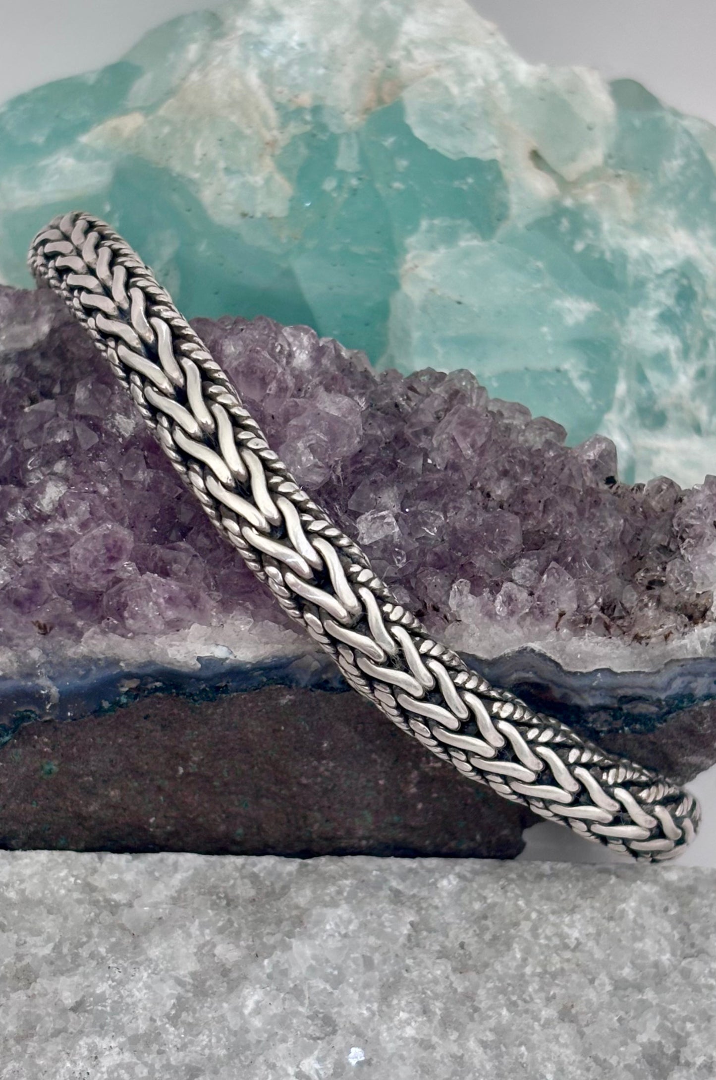 Pulsera tejido serpiente en plata 925