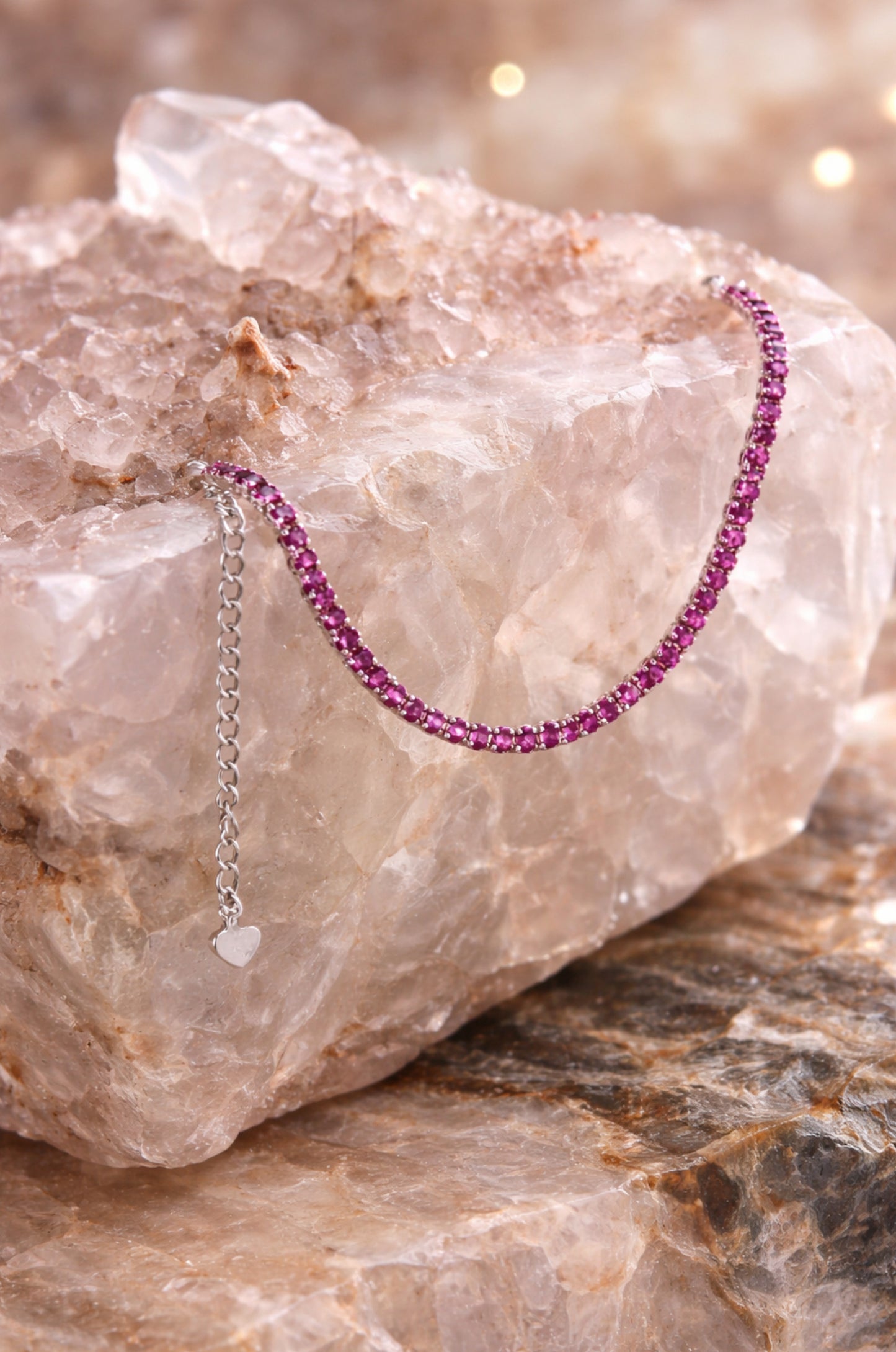 Pulsera tenis con zirconitas rosa en plata 925