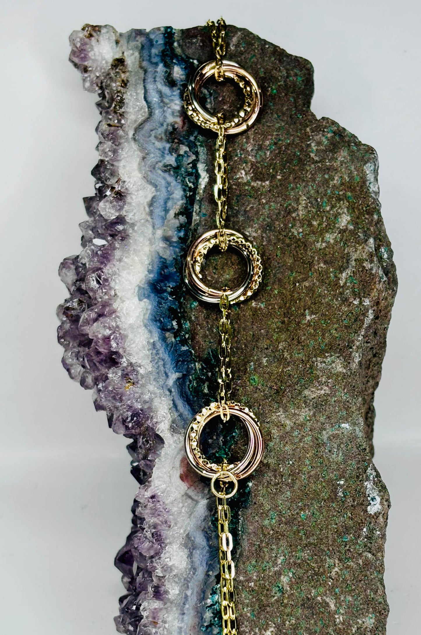 Pulsera Círculos con Corte Diamante en Oro Blanco, Oro Amarillo y Oro Rosa 14k