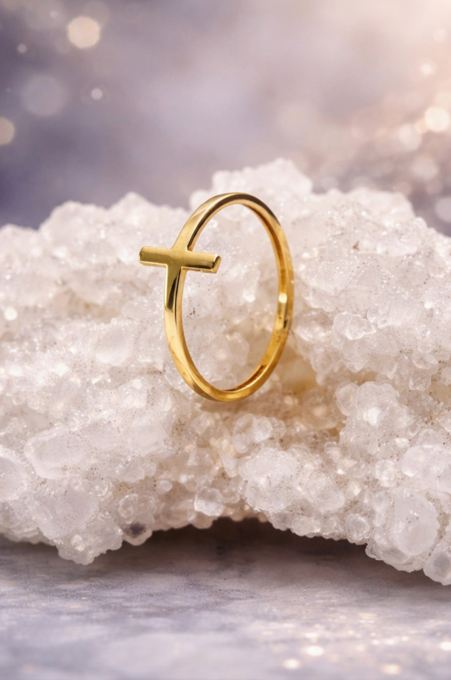 Anillo Liso de Cruz en Oro Amarillo 14k