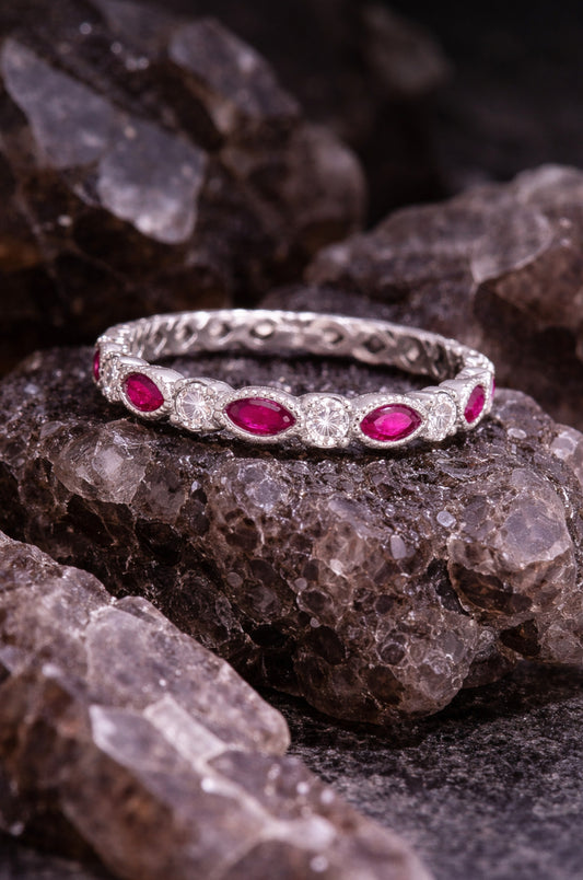 Anillo infinito marquesa rosa en plata 925