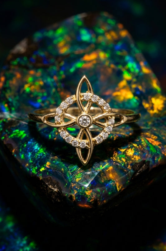 Anillo nudo de bruja en oro italiano 10K