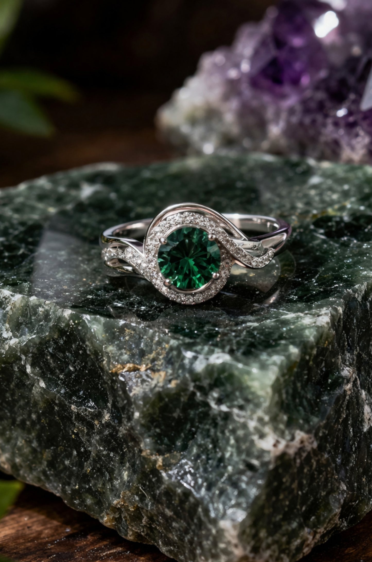Anillo halo aqua en plata 925