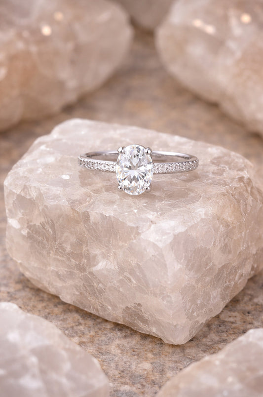 Anillo de promesa óvalo en plata 925