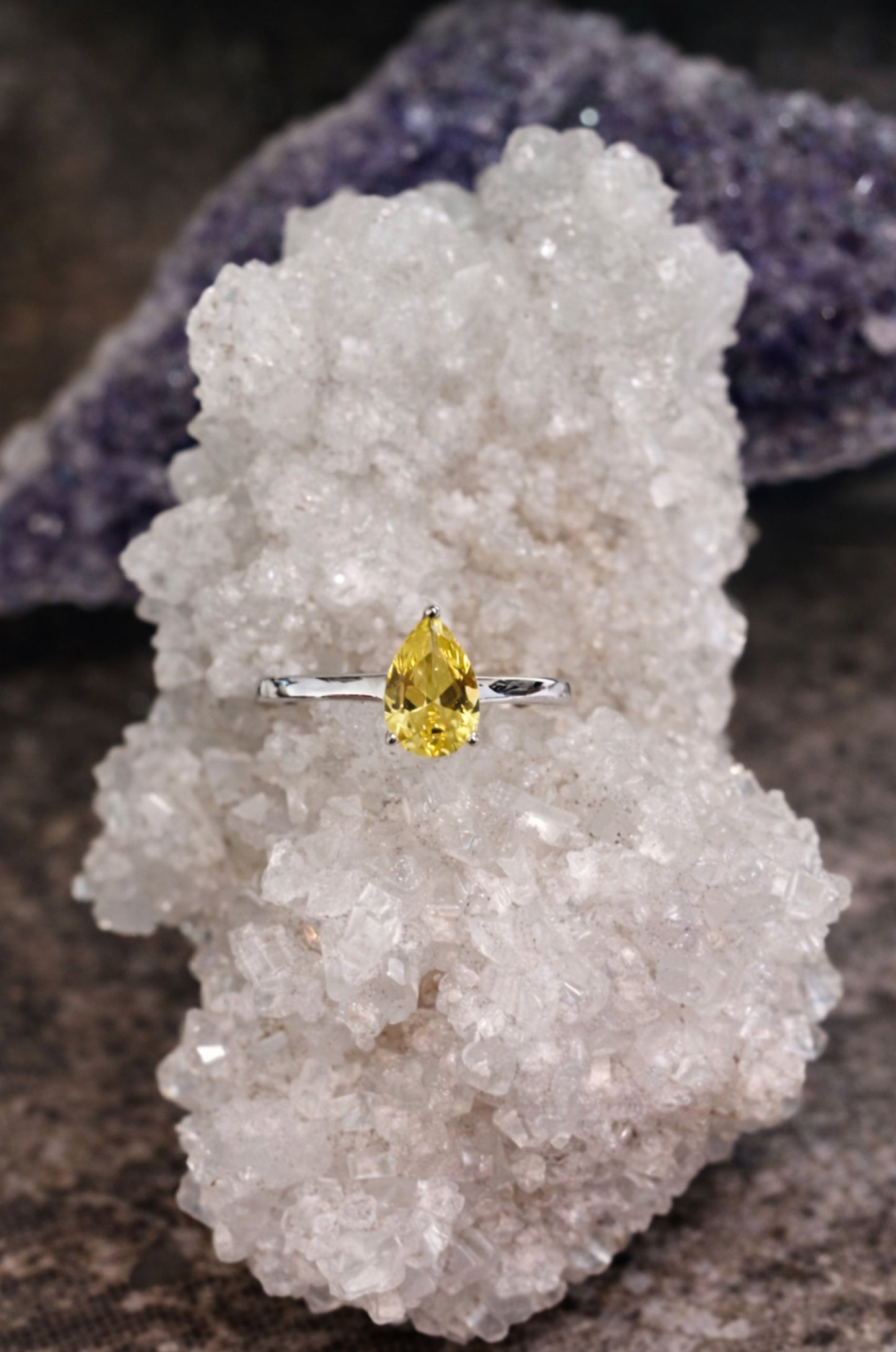 Anillo pera heliodoro en plata 925