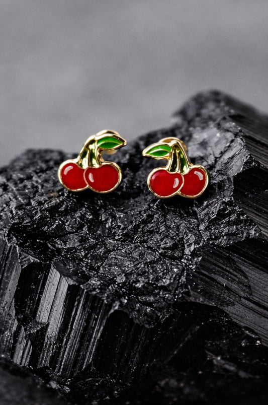 Aretes cereza en oro amarillo de 14K