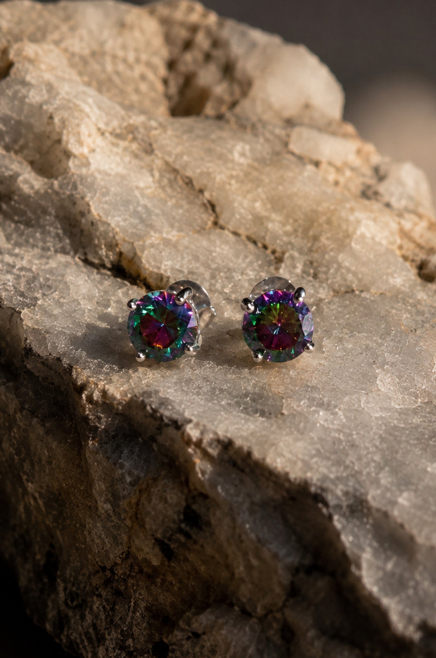 Aretes diamante místico en plata 925
