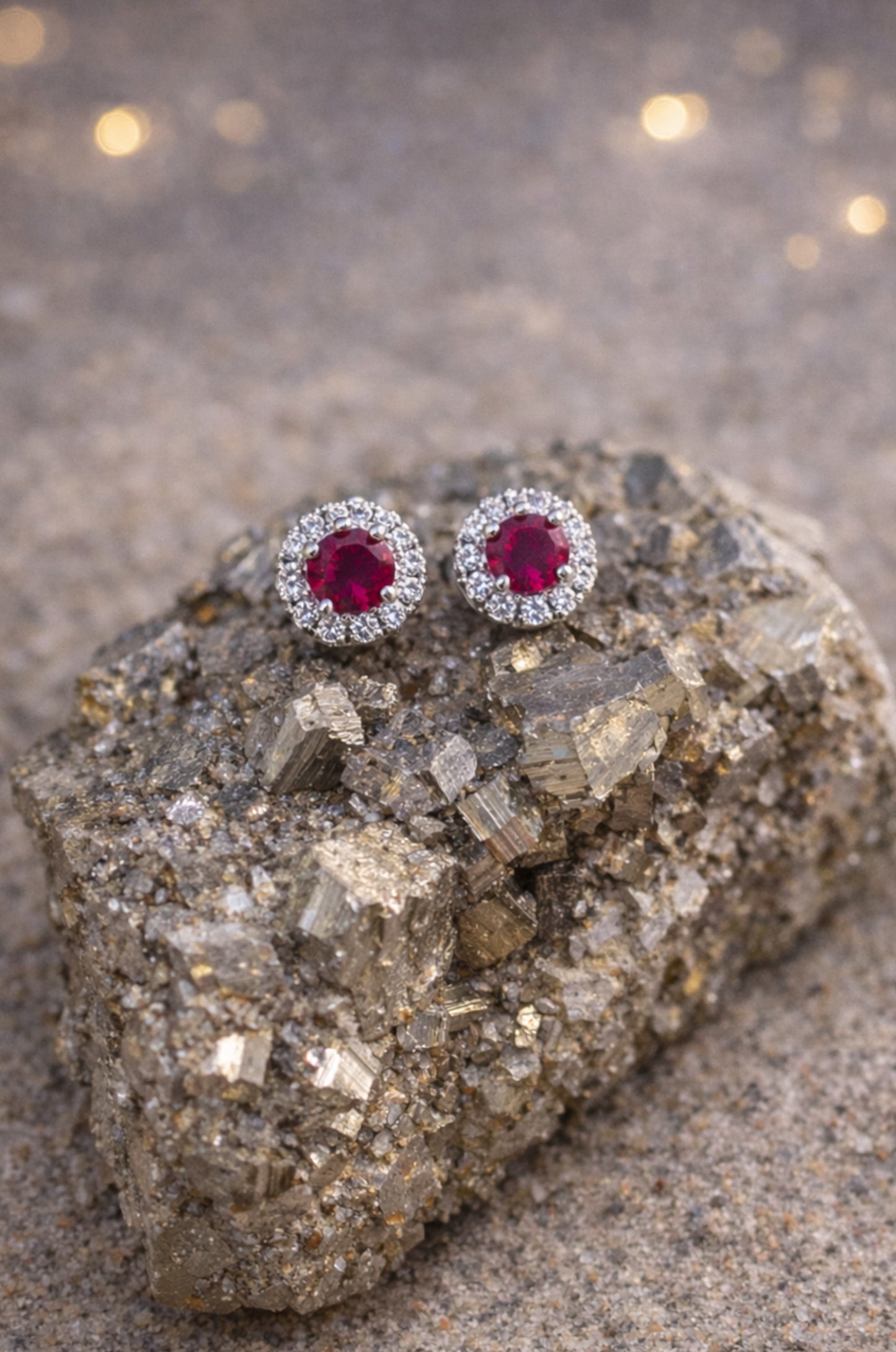 Aretes halo rosa en plata 925