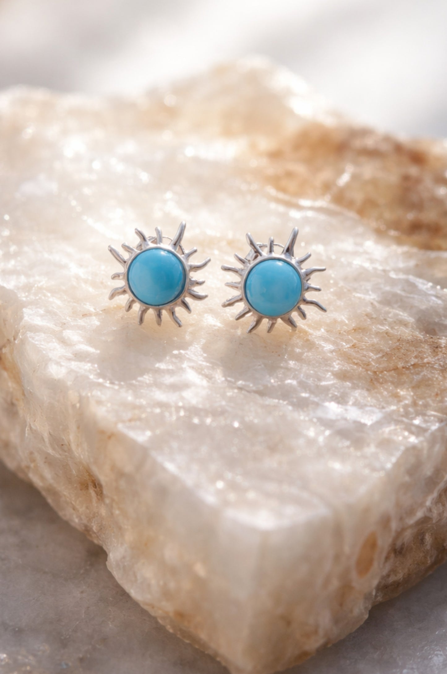 Aretes sol larimar en plata 925