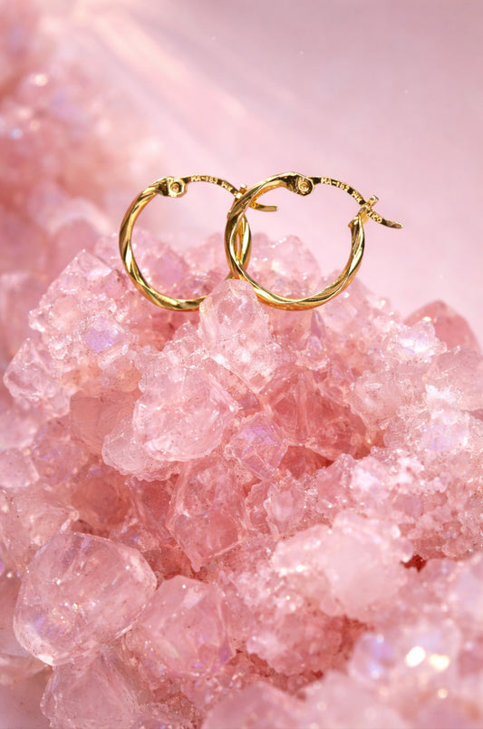Arracadas corte diamante en oro amarillo 14k, cerradura de poste