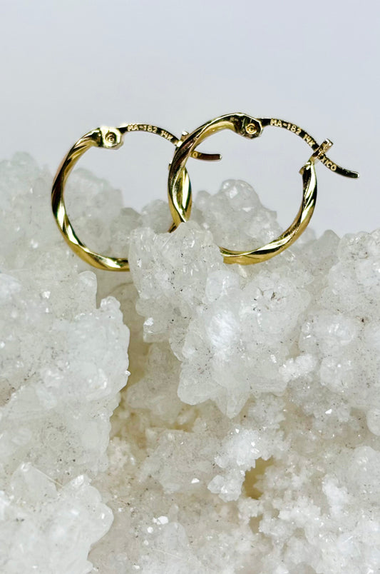 Arracadas corte diamante en oro amarillo 14k, cerradura de poste