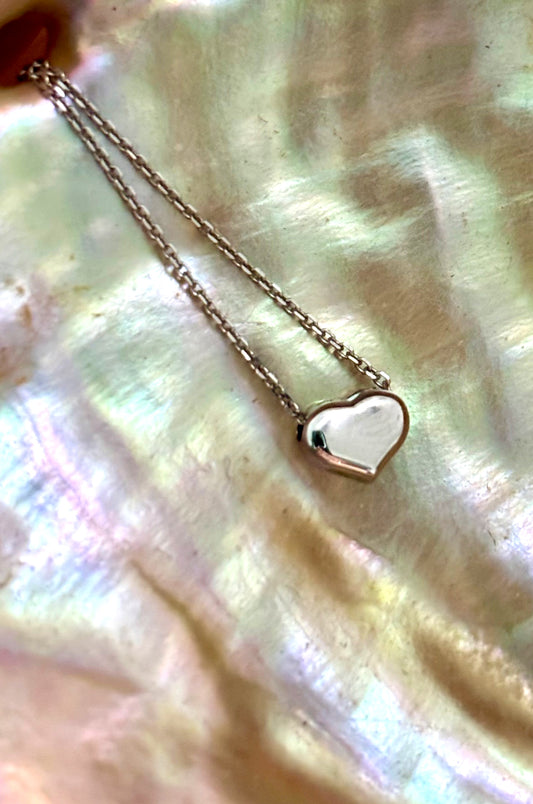 Collar Corazón en Oro Blanco 14k