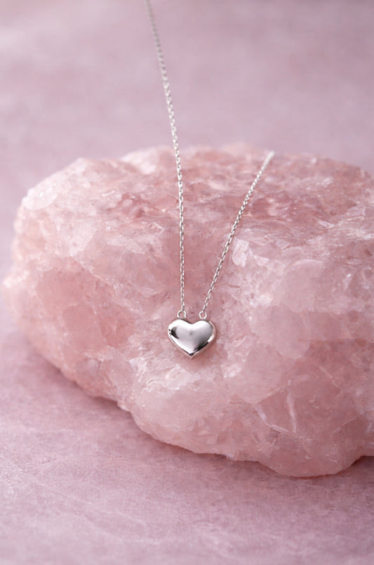 Collar Corazón en Oro Blanco 14k