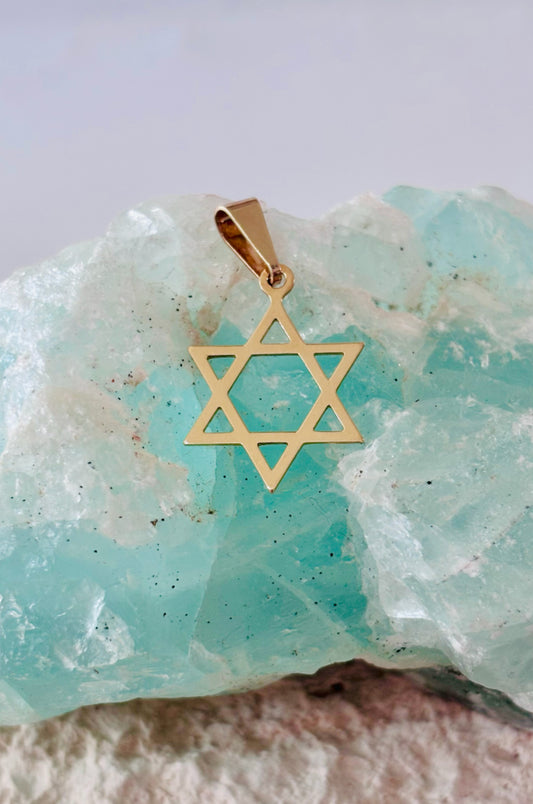 Dije estrella de David en oro amarillo 14k