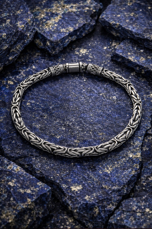 Pulsera tejido bizantino en plata 925