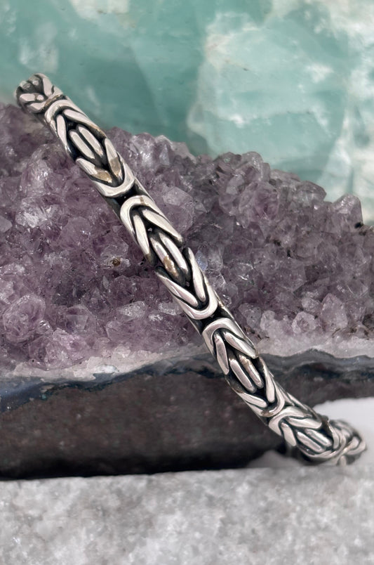 Pulsera tejido bizantino en plata 925