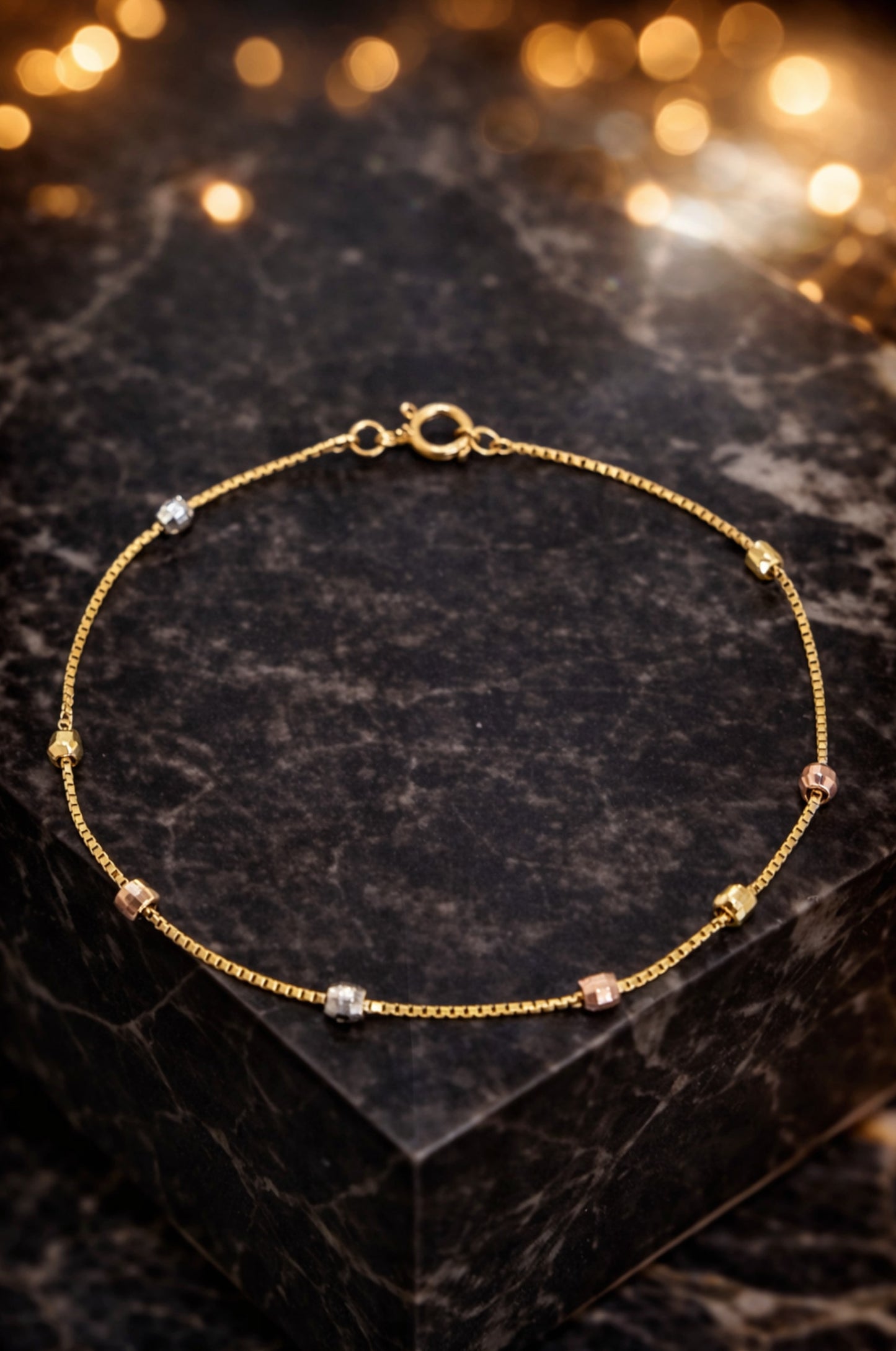 Pulsera Corte Diamante en Oro Blanco, Oro Amarillo y Oro Rosa 14k