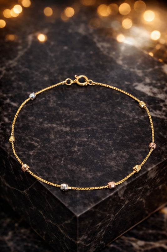 Pulsera Corte Diamante en Oro Blanco, Oro Amarillo y Oro Rosa 14k