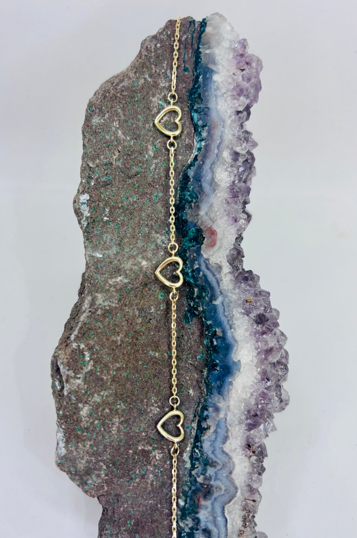 Pulsera tres corazones en oro italiano 10K
