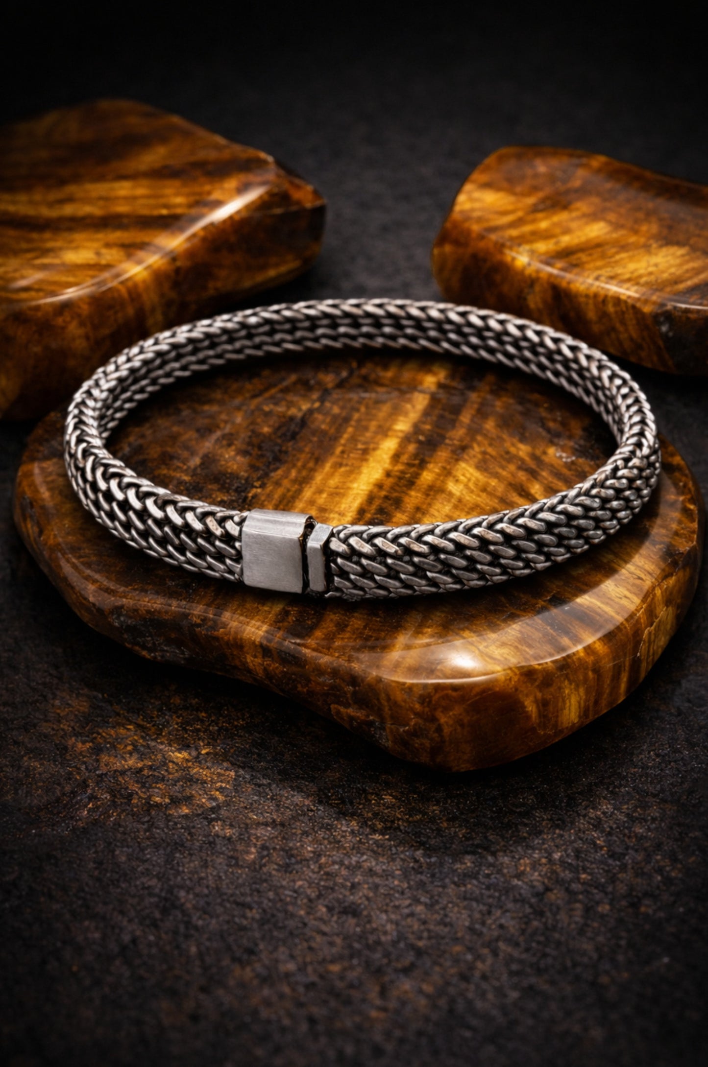 Pulsera tejido panza de víbora en plata 925