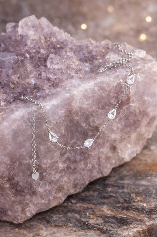 Pulsera de zirconitas corte pera en plata 925