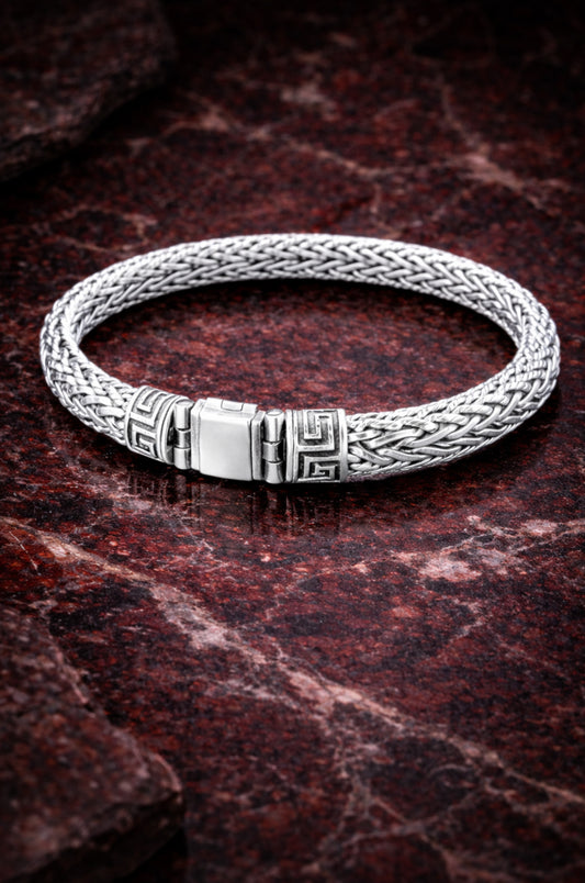 Pulsera tejido serpiente en plata 925