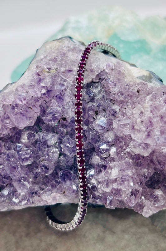 Pulsera tenis con zirconitas rosa en plata 925